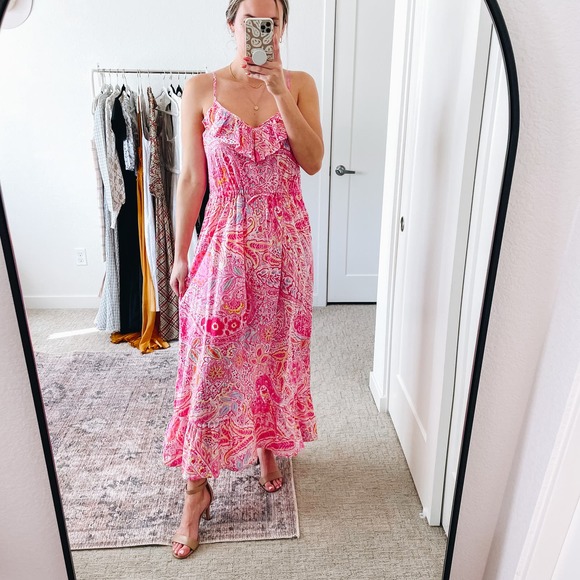 A.L.C. Pink Floral Paisley Maxi Sundress - Picture 1 of 10